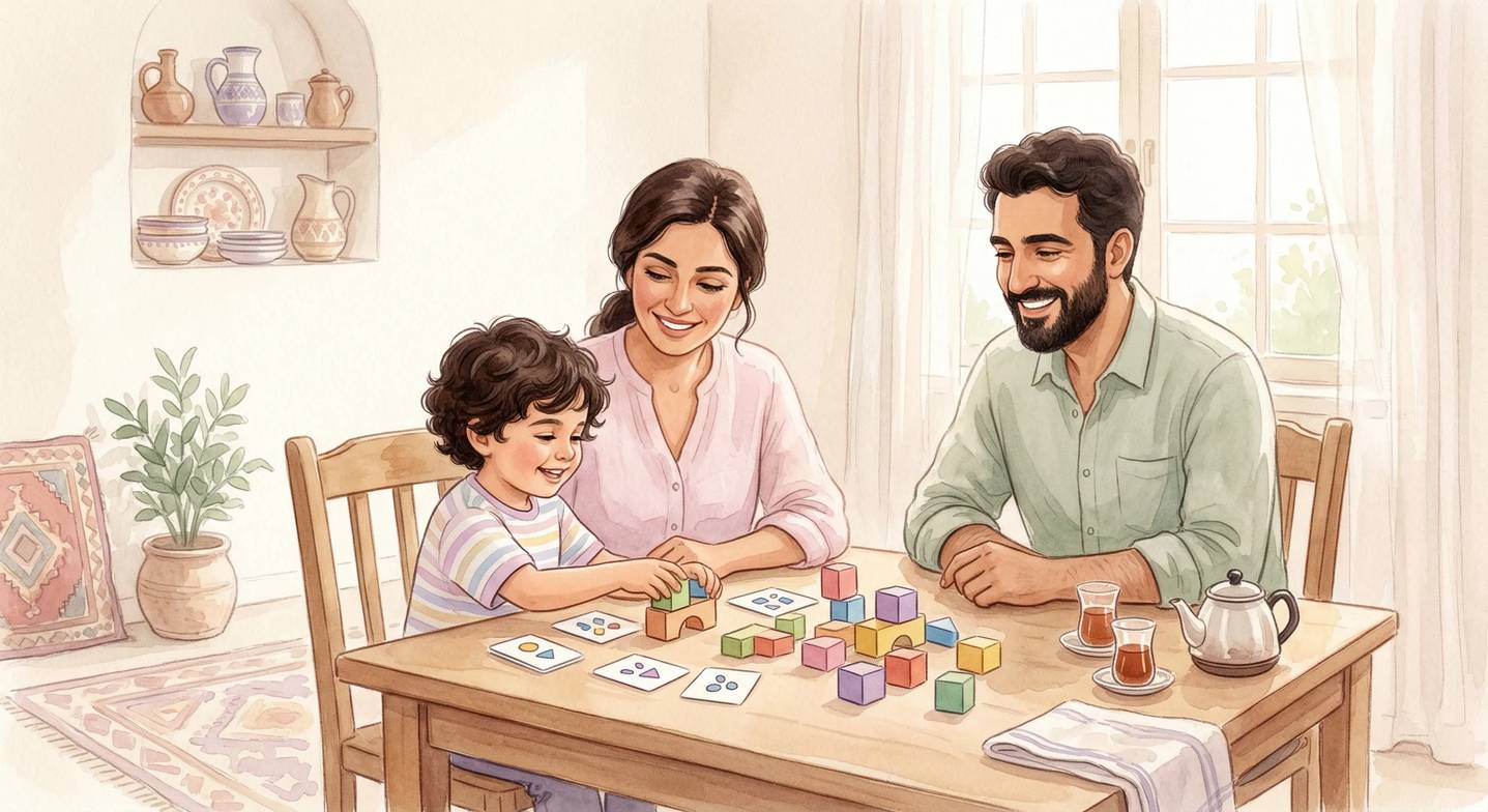 Ailecek oynanan bir masa oyunu anı