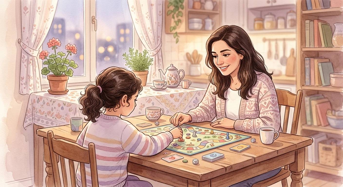 Ebeveyn ve çocuk birlikte oyun oynuyor.