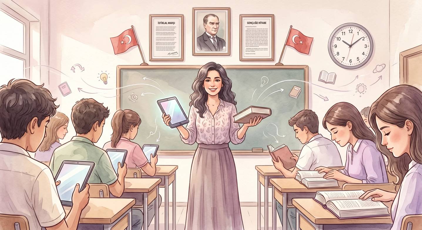 Sınıfta tablet ve basılı kitap arasında seçim yapan öğrenciler