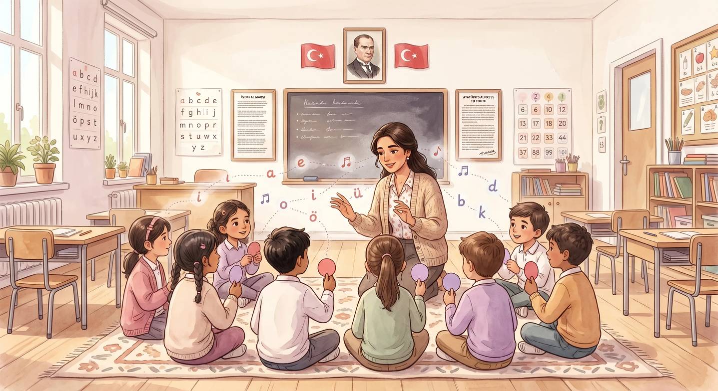 Sınıfta çocuklar ses oyunu oynuyor