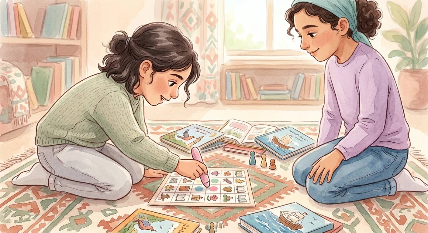 Çocuklar kitap oyunları oynuyor.