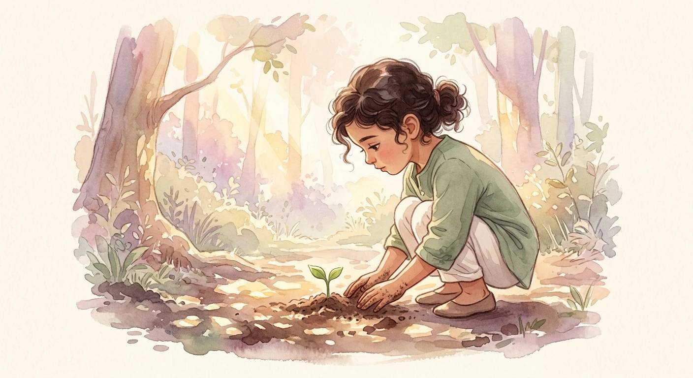 Çocuk doğada dokunarak öğreniyor.